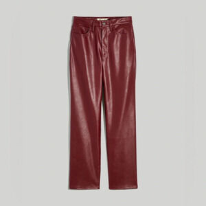 Madewell Perfect Vintage Straight Leg Jean Faux Leather Dark Red Size 26